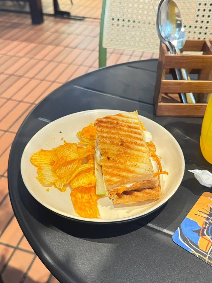 Grilled sandwich with chips